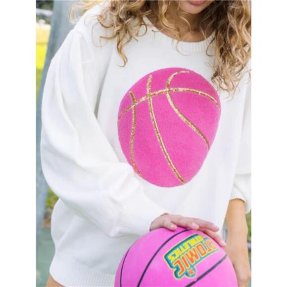 Basketball Round Neck Long Sleeve Sweatshirt - Picture 3 of 8